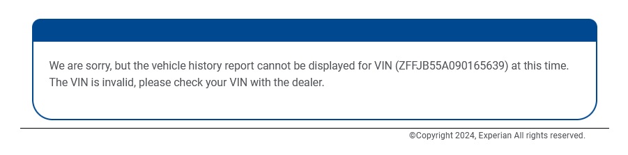 Autocheck Invalid VIN